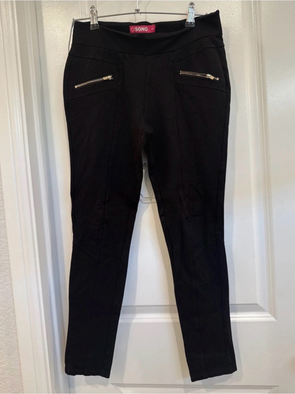Ci Sono Black Skinny Ponte Pants with Gold Zippers